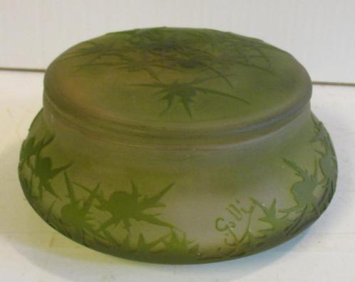 art nouveau acid etched bonbonniere Galle Gallé distels, Antiek en Kunst, Antiek | Glaswerk en Kristal, Verzenden