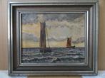 Tableau ancien H. Jahnke peinture Bateaux de pêche 1939, Antiquités & Art, Enlèvement ou Envoi