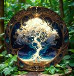 Wanddecoratie metalen bord Levensboom licht (20cm diameter), Huis en Inrichting, Ophalen of Verzenden, Nieuw