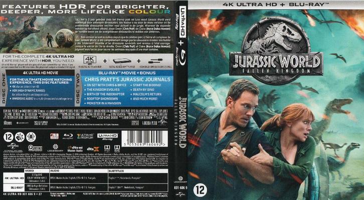 jurassic world  fallen kingdom (4K ultra hd + blu-ray) nieuw, Cd's en Dvd's, Blu-ray, Zo goed als nieuw, Avontuur, Ophalen of Verzenden