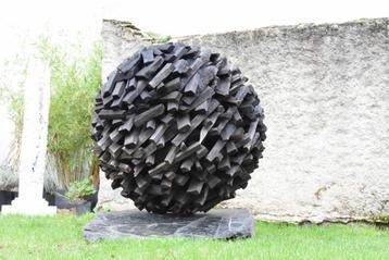 Sculpture en Bois Noir Gris Décoration Maison Statue pour Am