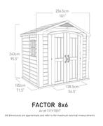 Keter tuinhuis Factor 8X6 kunststof beige 4,67m², Tuin en Terras, Ophalen, Kunststof, Tuinhuis, Zo goed als nieuw