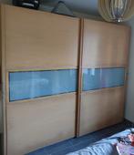 Grote houten kleerkast met schuifdeuren, Ophalen, Gebruikt, 200 cm of meer, Met hangruimte