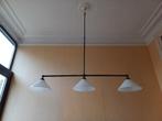 Verstelbare hanglamp met drie opaline schotels, Huis en Inrichting, Lampen | Hanglampen, Ophalen, Zo goed als nieuw, Glas