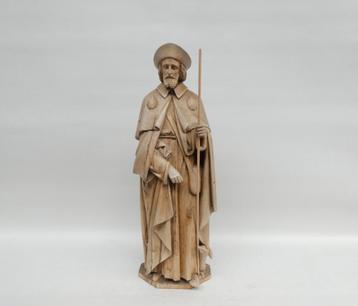 "Sint Rochus" antiek houten beeld, hoogte 65cm. beschikbaar voor biedingen