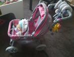 Poussettes pour deux poupée (1 incluse), Verstelbare duwstang, Zo goed als nieuw, Ophalen, Kinderwagen