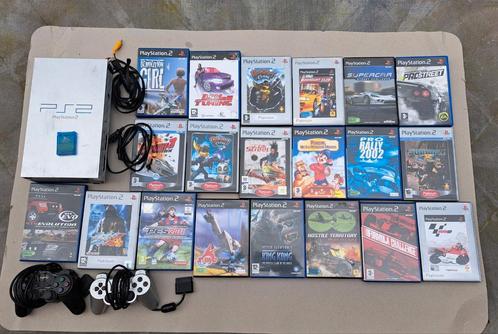 Zilveren PlayStation 2-console met 20 volledige games + 2 co, Games en Spelcomputers, Spelcomputers | Sony PlayStation 2, Zo goed als nieuw