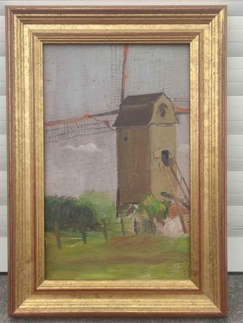 huile sur panneau monograme gustave de smet, Antiek en Kunst, Kunst | Schilderijen | Klassiek, Ophalen of Verzenden