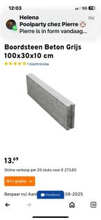 Gratis 66meter boordsteen, Ophalen, Gebruikt, Beton, Border