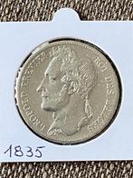 5 fr gelauwerd 1835 Leopold 1, Zilver, Ophalen of Verzenden, Losse munt, Zilver