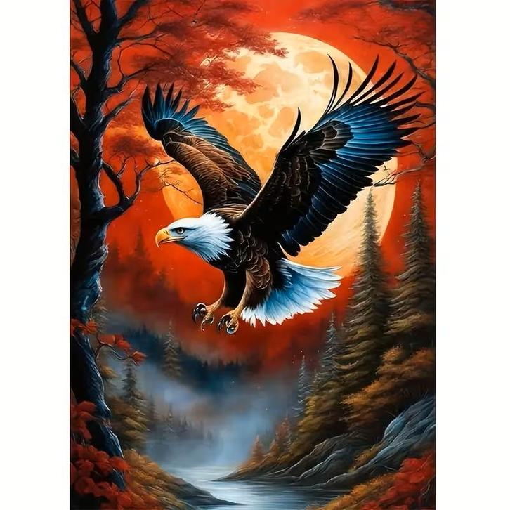 Diamond Painting roofvogel 50x40cm (vierkant steentjes), Hobby en Vrije tijd, Schilderen, Nieuw, Overige typen, Verzenden