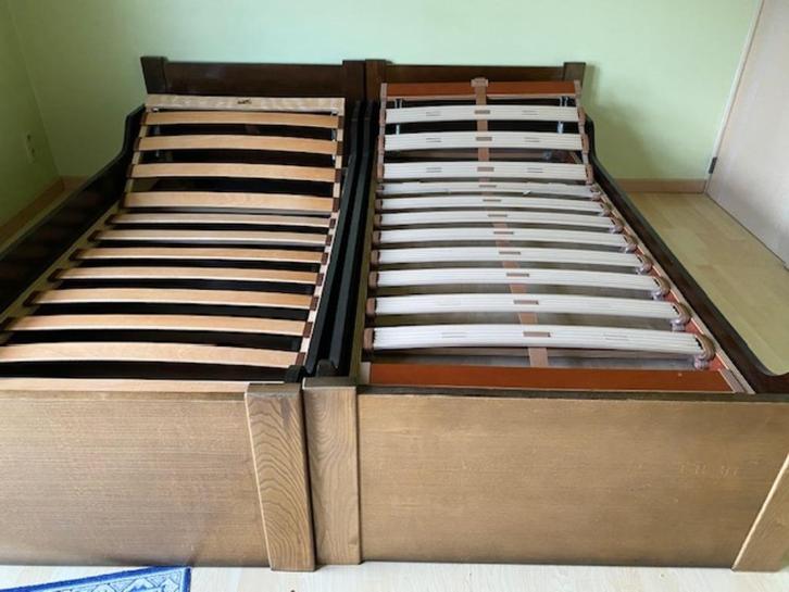 BEDDEN + LATTENBODEM, Huis en Inrichting, Slaapkamer | Bedden, Gebruikt, Eenpersoons, 100 cm, 200 cm, Hout, Bruin, Verstelbaar