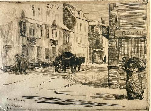 Albert Delstanche - Eau-forte - Bruxelles - 1914 - Signée, Antiquités & Art, Art | Eaux-fortes & Gravures, Enlèvement ou Envoi