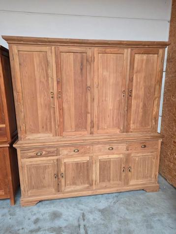 Mooie massief teakhouten buffetkast/wandkast 210cm beschikbaar voor biedingen