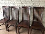 4 houten landelijke stoelen eetkamerstoelen, Ophalen, Gebruikt