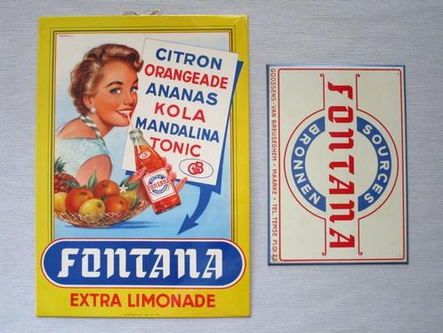 Reclameborden Fontana 1955 en 1958, Verzamelen, Merken en Reclamevoorwerpen, Gebruikt, Reclamebord, Ophalen of Verzenden