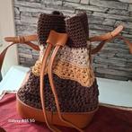 Handtas met lederen riemen en bodem +voering, Ophalen of Verzenden, Nieuw, Bruin, Handtas