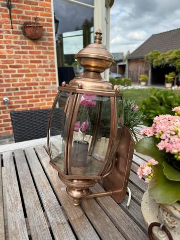 Antieke koperen hanglamp, Antiek, Moins de 50 cm, Comme neuf, Enlèvement