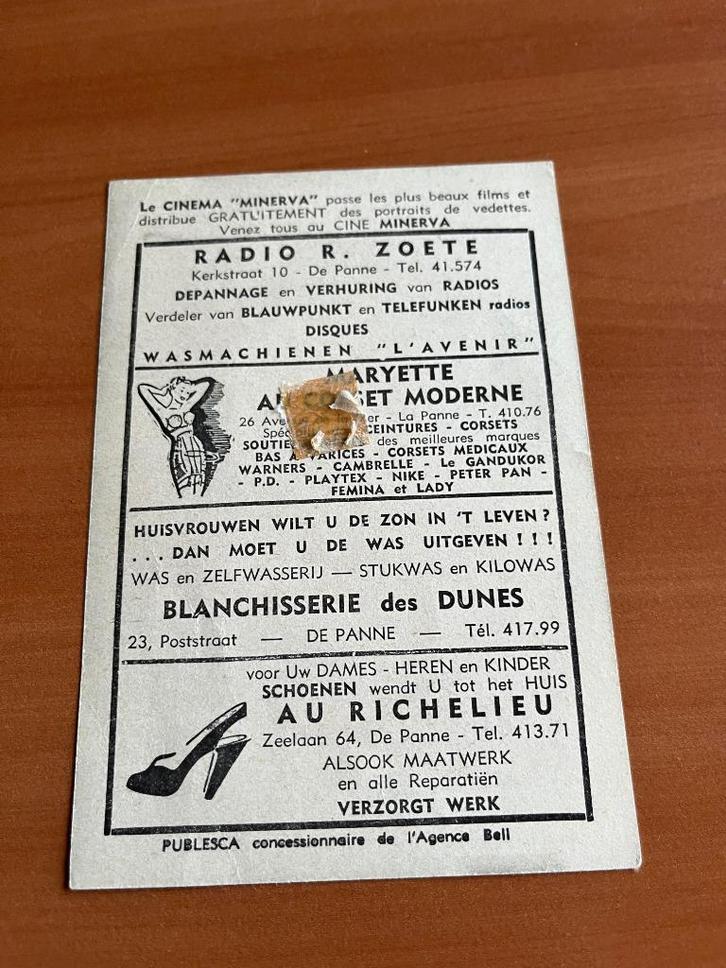 Foto filmster Alan Ladd- Cinema Minerva De Panne -Jaren 50, Verzamelen, Film en Tv, Gebruikt, Film, Foto of Kaart, Verzenden