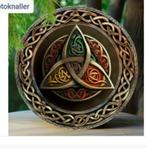 Vintage metalen bord rond Keltisch Triskelion (20cm) Nieuw., Verzenden, Nieuw