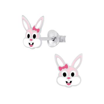 Clous d'oreilles en forme de lapin argenté pour enfants