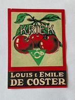 Oud etiket KRIEK geuze gueuze brouwerij DE COSTER Brussel, Enlèvement ou Envoi, Utilisé