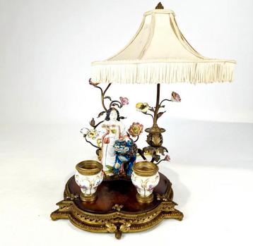 Zeldzaam Chinees porseleinen inktset met verlichting Ca.1900 beschikbaar voor biedingen