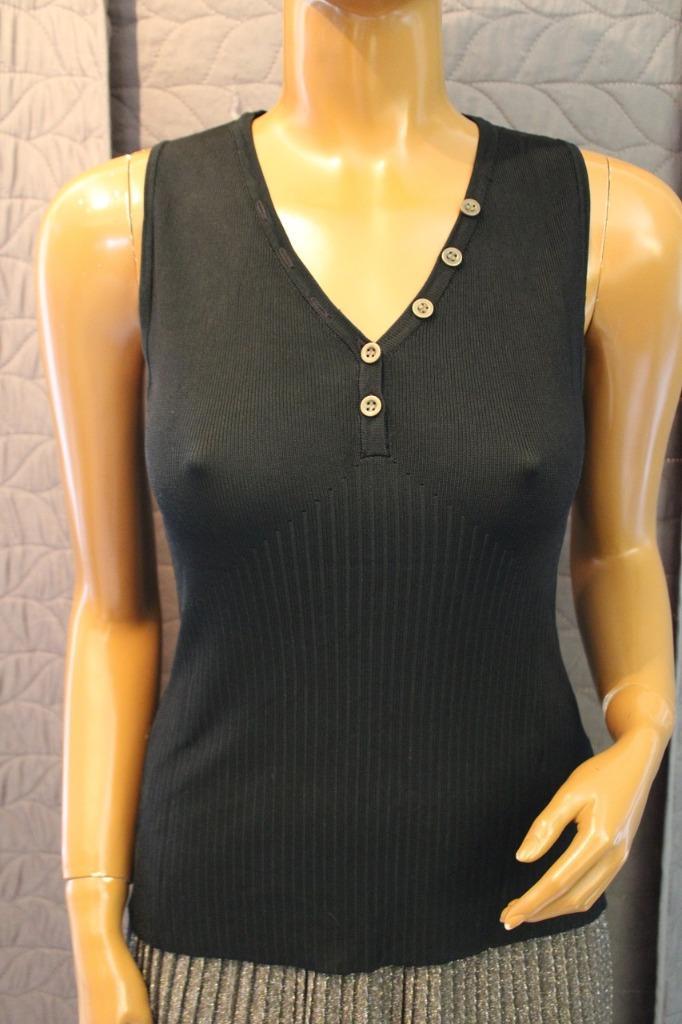 Miss Sara Fashion Topje V-hals knoopjes zwart Small, Vêtements | Femmes, Tops, Comme neuf, Taille 36 (S), Noir, Sans manches, Enlèvement ou Envoi