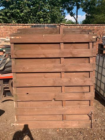 Porte de jardin double avec poteaux, Jardin & Terrasse, 200 cm ou plus, Portail battant, Utilisé, Bois