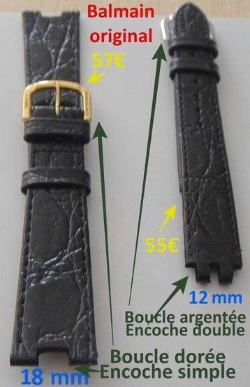 Bracelet cuir Pierre Balmain, encoche(s), 18 ou 12 mm, NEUF beschikbaar voor biedingen
