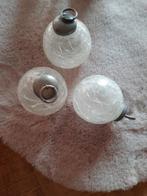 Retro glazen kerstballen  met tinnen hanger  3 stuks, Ophalen, Zo goed als nieuw