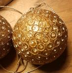 3 zware vintage kerstballen met steentjes., Diversen, Kerst, Ophalen of Verzenden, Gebruikt