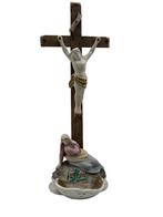 Oud porseleinen heiligwaterkruisbeeld — Oud Parijs/Andenne, Antiek en Kunst, Ophalen of Verzenden