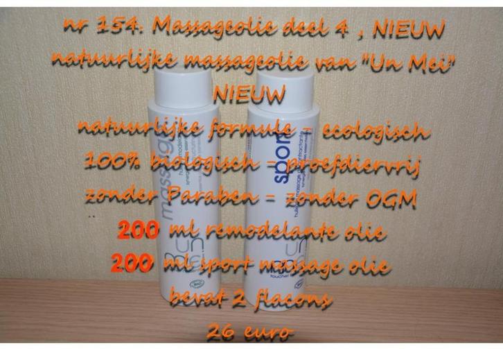 154. Massageolie deel 4 , NIEUW , verzending inbegrepen, Sport en Fitness, Massageproducten, Nieuw, Olie of Lotion, Verzenden