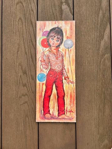 Retro big eyes print Idylle Falconi jongetje met ballonnen beschikbaar voor biedingen