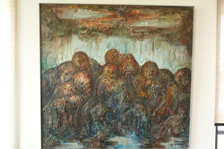 Uniek werk van de Antwerpse schilder Leonardo Torfs 120X130, Antiek en Kunst, Kunst | Schilderijen | Abstract, Ophalen