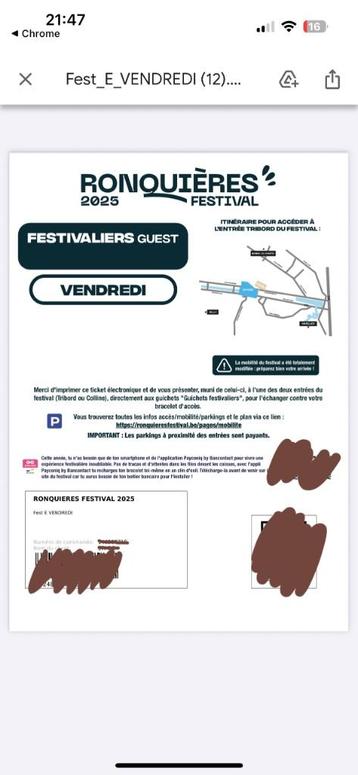 2 Tickets Ronquieres Festival Vendredi 01/08, Tickets & Billets, Deux personnes