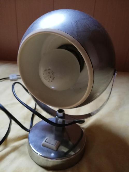 Vintage Eyeball bureaulamp Chroom, Huis en Inrichting, Lampen | Tafellampen, Gebruikt, Minder dan 50 cm, Metaal, Ophalen of Verzenden