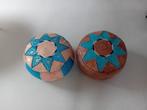 2 handgemaakte lederen poefs uit Marokko – Boho, Minder dan 50 cm, Ophalen of Verzenden, Zo goed als nieuw, Boho, Etnisch, Werelds, Marokkaans