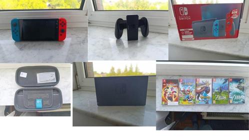 NINTENDO SWITCH V2 with games, case, and original box, Games en Spelcomputers, Spelcomputers | Nintendo Switch, Zo goed als nieuw