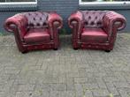 Twee Chesterfield zetels oxblood rood GRATIS BEZORGD, Maison & Meubles, Enlèvement ou Envoi, Cuir