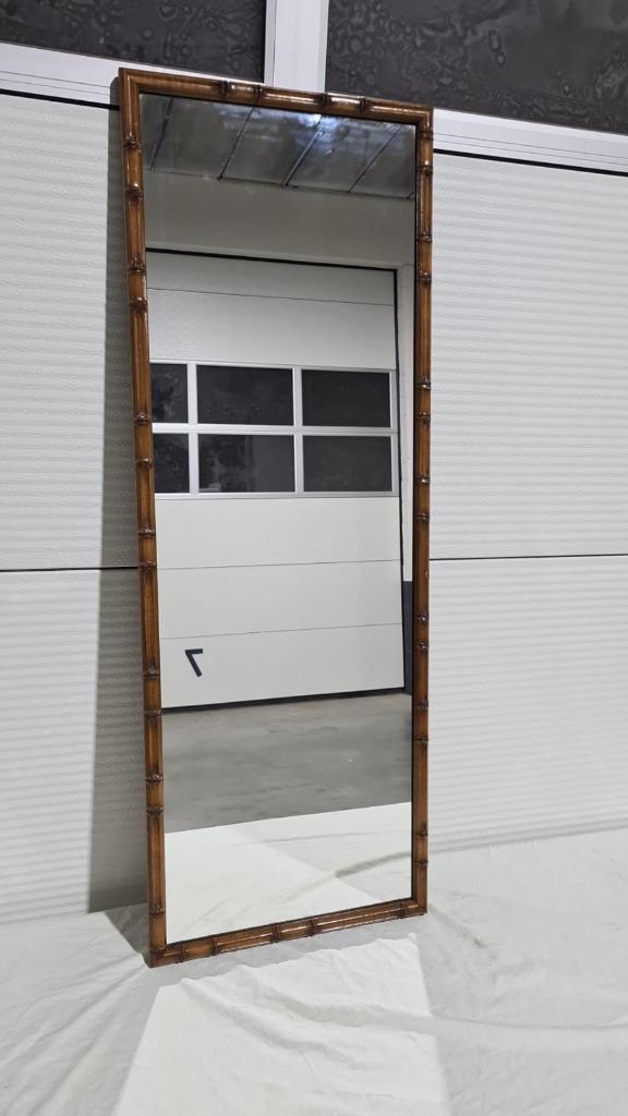 spiegel Deknudt, faux bamboo houten frame, Antiek en Kunst, Antiek | Spiegels, Minder dan 50 cm, 100 tot 150 cm, Rechthoekig, Ophalen of Verzenden