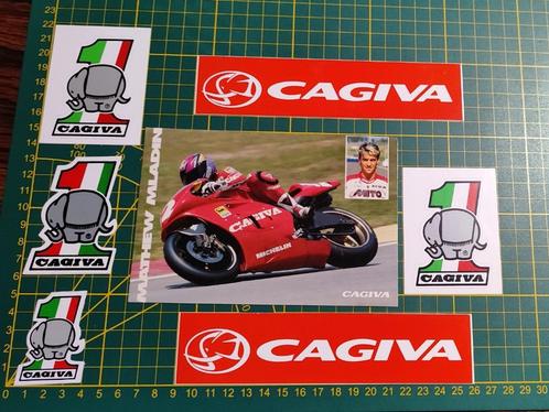 Lot 7x stickers Moto Cagiva logo - 1994 Matt Mladin GP500, Verzamelen, Stickers, Ophalen of Verzenden