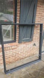 Cadre de fenêtre fixe en aluminium noir + vitre incluse, Bricolage & Construction, Châssis de fenêtre, 75 à 150 cm, Enlèvement