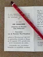 BP GOUVERNEUR WESTVLAANDEREN DHR LEO VANACKERE WEVELGEM, Verzamelen, Bidprentjes en Rouwkaarten, Ophalen of Verzenden, Bidprentje