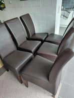 6 stoelen eetkamer, Huis en Inrichting, Stoelen, Ophalen, Gebruikt, Bruin, Leer