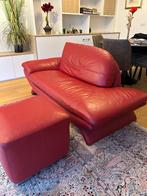 Méridienne et pouf assorti cuir rouge, Moins de 75 cm, Enlèvement, Utilisé, 150 à 200 cm