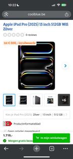 Apple iPad Pro (2025) 13 inch 512GB Wifi Zilver, 13 inch of meer, Ophalen of Verzenden, Apple iPad Pro, 512 GB