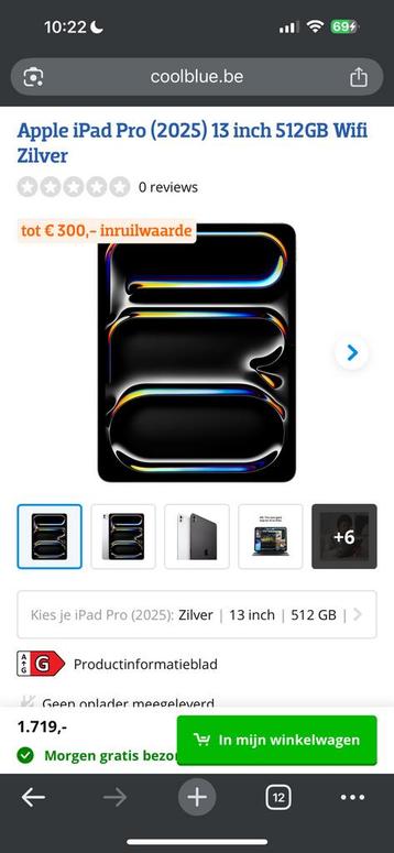 Apple iPad Pro (2025) 13 inch 512GB Wifi Zilver beschikbaar voor biedingen