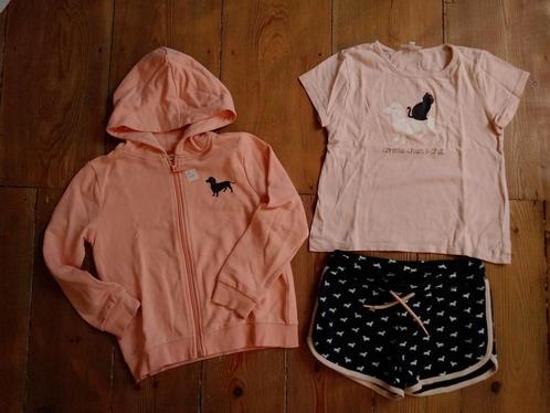 Sportief setje (3stuks) voor meisjes met hondjes en kat, Kinderen en Baby's, Kinderkleding | Maat 122, Gebruikt, Meisje, Setje